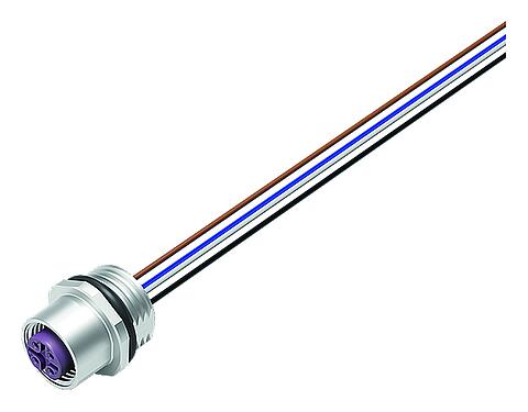 Illustratie M12 Female panel mount connector, aantal polen: 4, onafgeschermd, draden, IP68, UL 2238, M16x1,5, Frontaansluiting