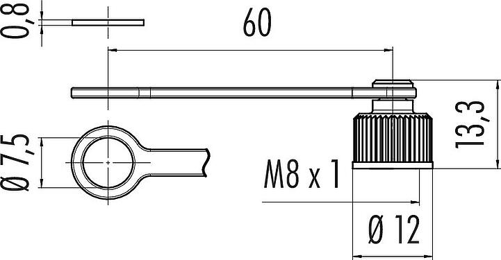 Dibujo a escala Tapa protectora, IP67, para enchufe de brida