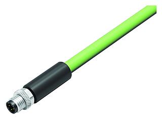 M8 Phích cắm cáp, Số lượng cực : 4, có chống nhiễu, ép phun vào dây cáp, IP67, Profinet/Ethernet CAT5e, PUR, màu xanh lá, 4xAWG 22, 5m
