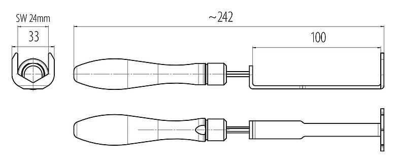 Mittakaavapiirustus 7/8" Asennusavain