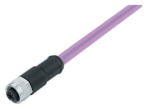 Abbildung M12 Kabeldose, Polzahl: 5, geschirmt, am Kabel angespritzt, IP68, UL 2238, CAN-Bus, PUR, violett, 1 x 2 x AWG 22 + 1 x 2 x AWG 24, 5 m