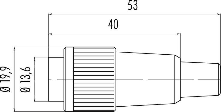Dessin coté Baïonnette Connecteur mâle, Contacts: 14, 6,0-8,0 mm, non blindé, souder, IP40