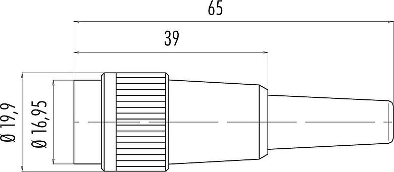 Desenho da escala Baioneta Tomada de cabo, Contatos: 4, 3,0-6,0 mm, desprotegido, solda, IP40