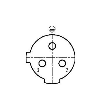 コンタクト配列（接続側） 99 2530 24 03 - M12 メス アングルコネクタ, 極数: 2+PE, 4.0-6.0mm, 非シールド, ねじ圧着, IP67