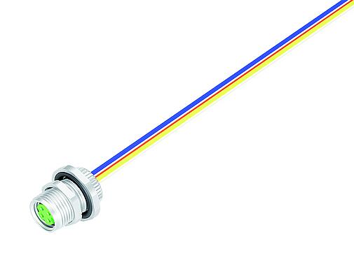 Ábrák M8 panelre szerelhető foglalat, : 4, árnyékolatlan, sodrott vezeték, IP67, M8x1,0, hátsó panel felszerelés