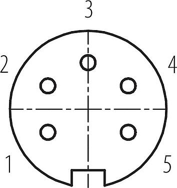 Uspořádání kontaktů (strana zástrčky) M16 Kabelová box, : 5 (05-a), 6,0-8,0 mm, stínitelné, pájka, IP40