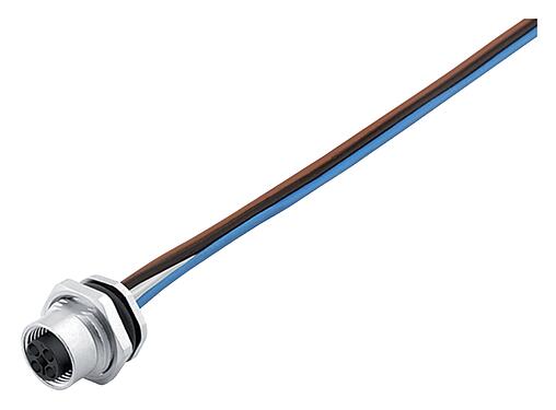 Иллюстрация M12 Фланцевая розетка, Количество полюсов: 4, не экранированный, одножильные провода, IP68, UL 2238, M16x1,5, Монтаж задней стенки