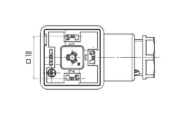 Disposition des contacts (Côté plug-in) Embase femelle pour appareils, Contacts: 2+PE, 3,0-10,0 mm, non blindé, pince à visser, IP40 sans joint, UL, ESTI+, VDE, M16x1,5
