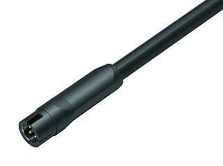 Snap-In Kabelstekker, aantal polen: 4, onafgeschermd, aan de kabel aangegoten, IP40, PVC, zwart, 4 x 0,25 mm², 5 m