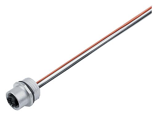 Ábrák M12 panelre szerelhető foglalat, : 5, árnyékolatlan, sodrott vezeték, IP68, UL 2238, M16x1,5, elülső rögzítés