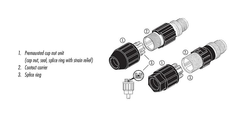 Instrução de montagem M12 Plugue de cabo, Contatos: 4, 4,0-8,0 mm, desprotegido, IDC, IP67