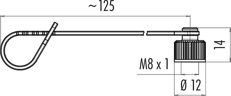 Maßzeichnung Schutzkappe, IP67, für Kabelstecker, M8