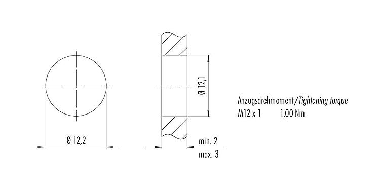 Assembly instructions / Panel cut-out 09 0381 600 08 - M12 Male receptacle, Contacts: 8, unshielded, SMT, IP67, for SMT