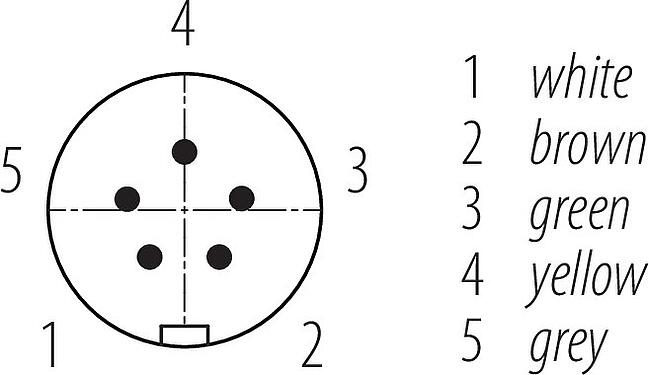 Disposition des contacts (Côté plug-in) Snap-In Connecteur mâle, Contacts: 5, non blindé, surmoulé sur le câble, IP67, UL 2238, PUR, noir, 5 x 0.75 mm², 2 m