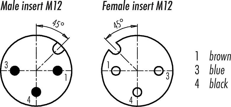 Contactconfiguratie (Insteekbereik) M12 Verbindingskabel kabelstekker - female haakse connector met LED, aantal polen: 3, onafgeschermd, aan de kabel aangegoten, IP68/IP69K, PUR, zwart, 3 x 0,34 mm², met LED PNP, 1 m
