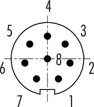 Disposition des contacts (Côté plug-in) Baïonnette Embase mâle, Contacts: 8, non blindé, souder, IP40, M10x0,75, Montage frontal