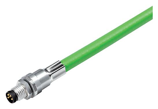 Ilustração M8 Bujão flangeado, Contatos: 4, blindado, com cabo montado, IP67, M8x1,0, Ethernet, PUR, verde, 4 x AWG 22, Montagem no painel traseiro, moldado, 0,5 m