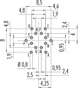 导体结构 M16 孔头法兰座, 极数: 14 (14-b), 非屏蔽, THT, IP40, M18x0,75, 後壁安裝