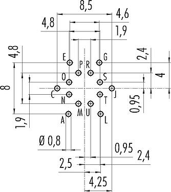导体结构 M16 针头法兰座, 极数: 14 (14-b), 非屏蔽, THT, IP40, M18x0,75, 後壁安裝