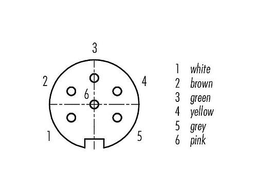 コンタクト配列(接続側) M16 メスパネルマウントコネクタ, 極数: 6 (06-a), 非シールド, 単線, IP40, M18x0,75, 背面パネルマウント