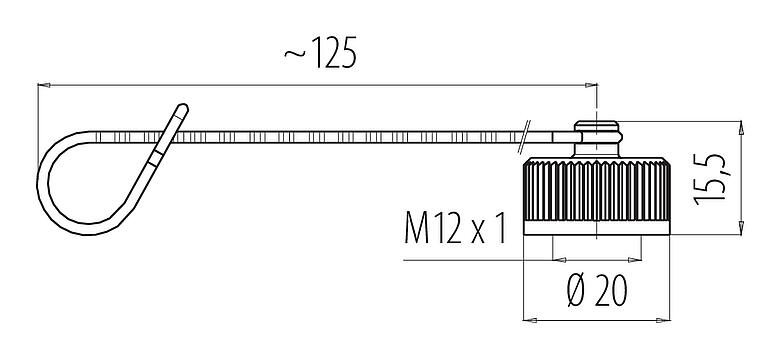Maßzeichnung Schutzkappe, IP67, für Kabelstecker