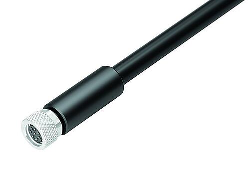 Ilustração M8 Tomada de cabo, Contatos: 8, blindado, moldado no cabo, IP67/IP69K, M8x1,0, PUR, preto, 8 x 0,25 mm², 5 m