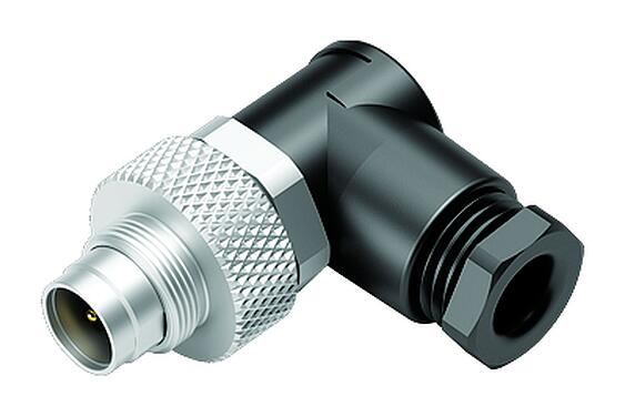 Illustration M9 Male angled connector, Contacts: 4, 3.5-5.0 mm, unshielded, solder, IP67