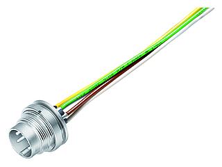 M16 Male panel mount connector, Contacts: 7 (07-a), unshielded, single wires, IP40, M18x0,75, Rear mounting