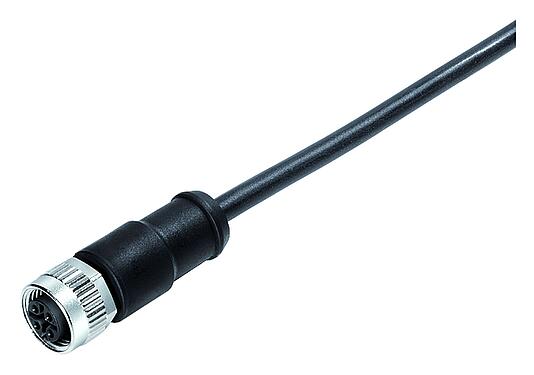 插圖 M12 直頭孔頭電纜連接器, : 4, 非遮罩, 預鑄電纜, IP68, PUR, 黑色, 4x1.50mm², 5m