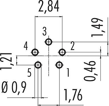 導体レイアウト スナップイン オスパネルマウントコネクタ, 極数: 5, 非シールド, はんだ, IP40, 1/4" 28 UNF, フロントマウント