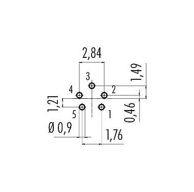 Conductor layout 09 9791 30 05 - Snap-In Male panel mount connector, Contacts: 5, unshielded, solder, IP40