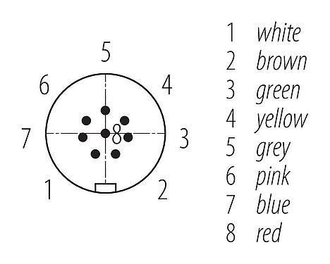 Contact arrangement (Plug-in side) Snap-In Male cable connector, Contacts: 8, unshielded, moulded on the cable, IP67, UL 2238, PUR, black, 8 x 0.25 mm², 2 m