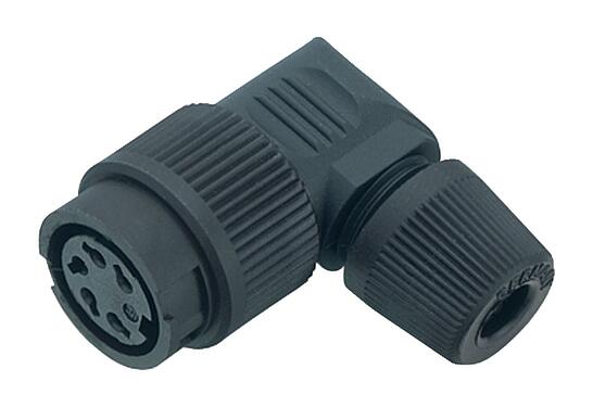 Illustration Bayonet Female angled connector, Contacts: 2, 4.0-6.0 mm, unshielded, solder, IP40