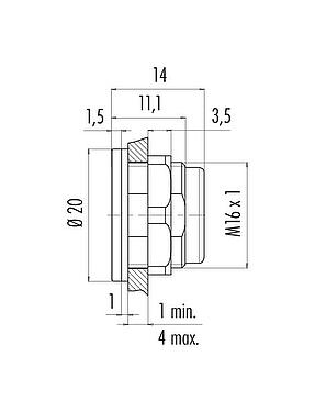 Desenho da escala Snap-in Adaptador, desprotegido