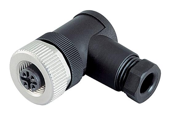 Illustration M12 Connecteur femelle coudé, Contacts: 4, 4,0-6,0 mm, non blindé, pince à visser, IP67, UL 2238