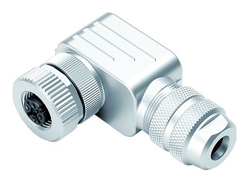 Illustrazione M12 Connettore angolare femmin, Numero poli: 4, 6,0-8,0 mm, schermabile, morsetto a vite, IP67, UL 2238, con anello di schermatura