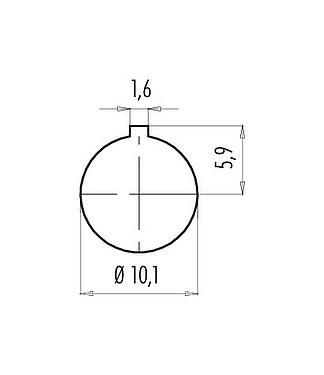 Instructions de montage / Découpe du panneau Baïonnette Embase femelle, Contacts: 3, non blindé, souder, IP40, M10x0,75, Montage frontal