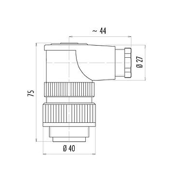Dibujo a escala RD30 Conector macho en ángulo, Número de contactos: 24, 10,0-12,0 mm, sin blindaje, soldadura, IP65