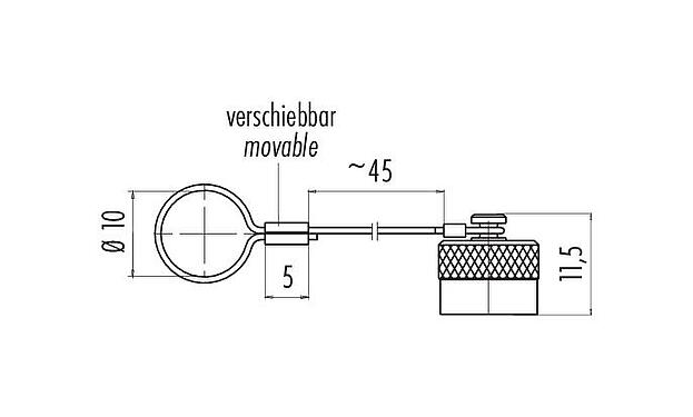 Maßzeichnung Schutzkappe, IP67, für Kabelstecker