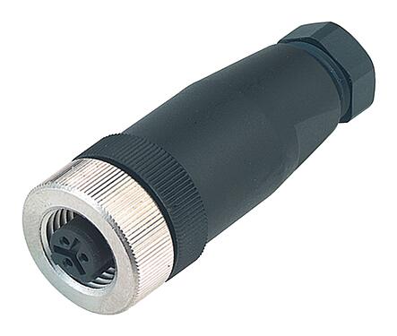 插图 M12 直头孔头电缆连接器, 极数: 2+PE, 6.0-8.0mm, 非屏蔽, 螺钉接线, IP67, UL