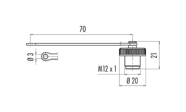Scale drawing Protecting cap, IP67, for female connector
