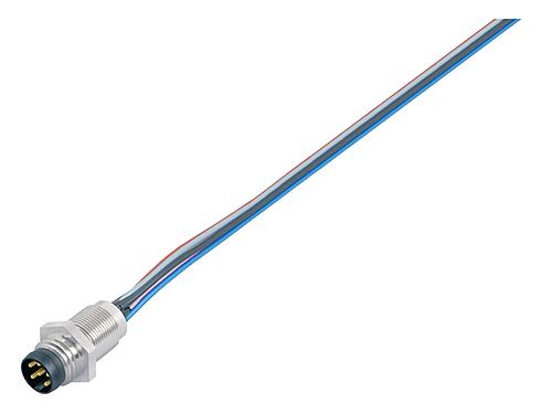 Illustratie M8 Male panel mount connector, aantal polen: 3, onafgeschermd, draden, IP67/IP69K, UL 2238, M8x0,5, Frontaansluiting, gegoten