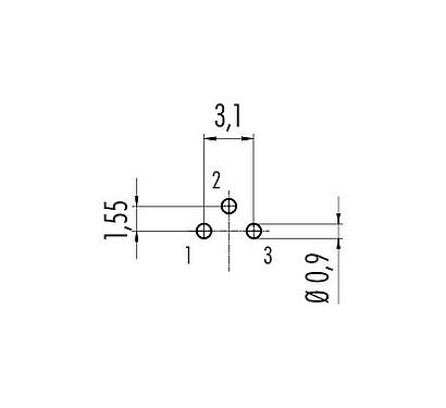 Disposición del conductor M9 Toma de brida, Número de contactos: 3, sin blindaje, THT, IP40, M9x0,5, Montaje frontal