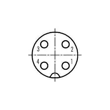 Disposition des contacts (Côté plug-in) 09 0440 10 04 - M18 Connecteur femelle, Contacts: 4, 6,5-8,0 mm, non blindé, pince à visser, IP67