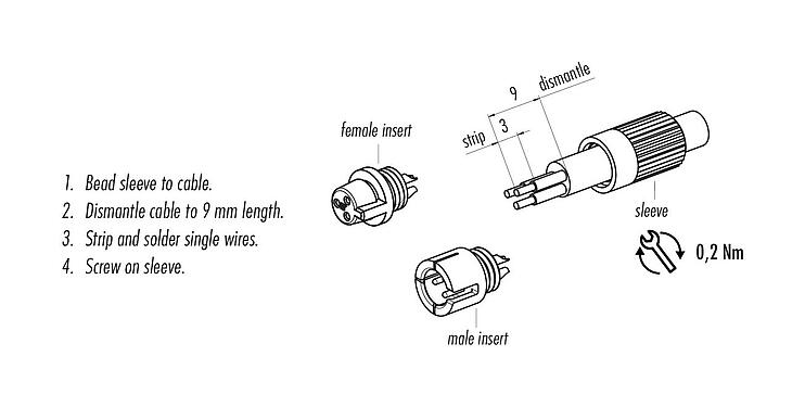 Assembly instructions 09 9789 00 05 - Snap-In Male cable connector, Contacts: 5, 3.6 mm, unshielded, solder, IP40