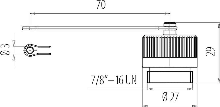 Scale drawing 7/8" Protecting cap, IP67, with retaining strap