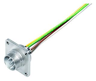 M16 Male panel mount connector, Contacts: 8 (08-a), unshielded, single wires, IP68, UL 2238, AISG compliant, M18x0,75, Front mounting