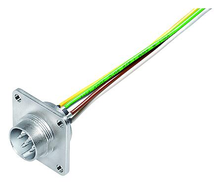 Illustrazione M16 Connettore maschio a flangia, Numero poli: 4 (04-a), non schermato, fili singoli, IP67, UL 2238, M18x0,75, Montaggio anteriore