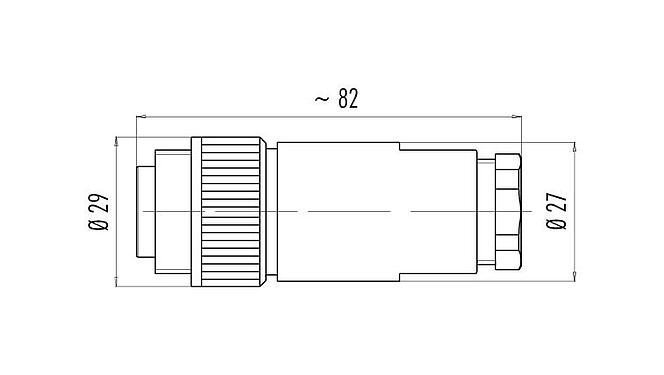 Scale drawing 99 4201 160 07 - RD24 Male cable connector, Contacts: 6+PE, 12.0-14.0 mm, unshielded, crimping (Crimp contacts must be ordered separately), IP67, UL, ESTI+, VDE, PG 16