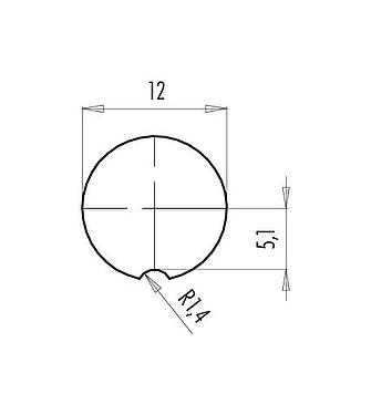 Instructions de montage / Découpe du panneau M9 Embase femelle, Contacts: 7, non blindé, THT, IP67, M12x0,5, Montage mural arrière
